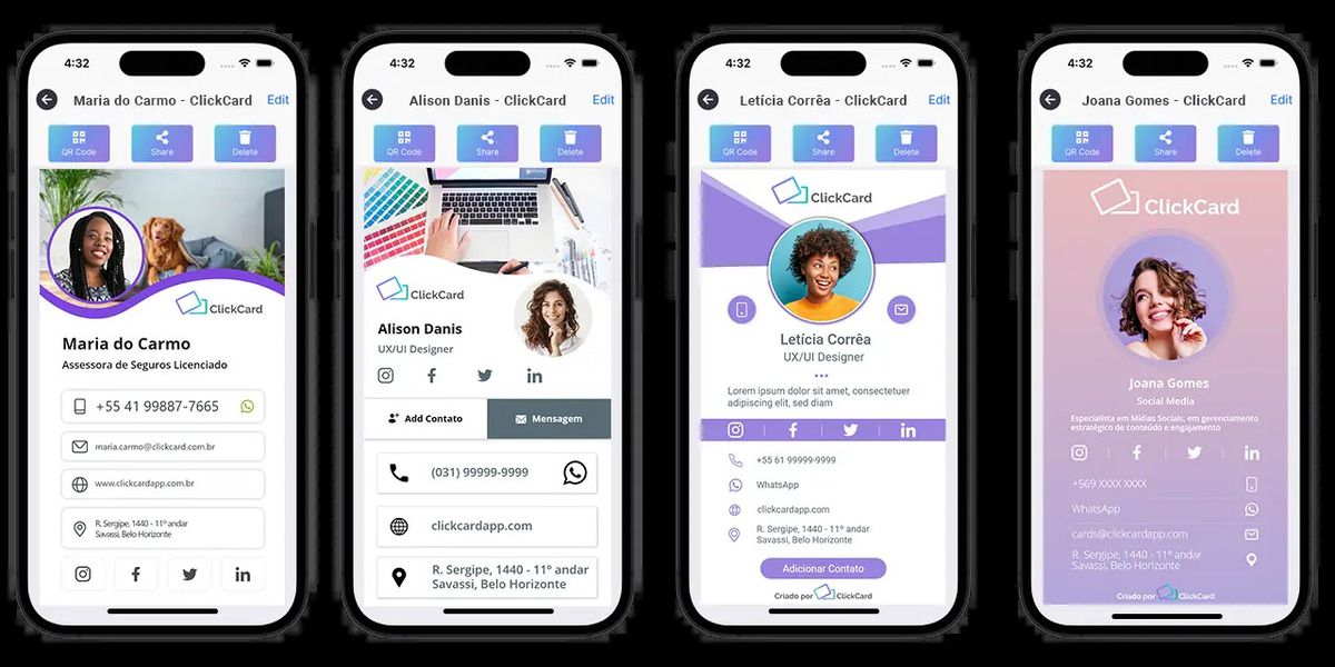 Digital cards store extensive contact details, portfolio links, and interactive communication buttons Digital cards store extensive contact details, portfolio links, and interactive communication buttons